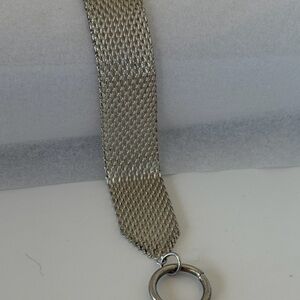 925 Silver Mesh Chain Bracelet 6.5” Vintage